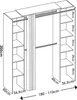 A diagram of an open wardrobe structure with dimensions. Produktbild-Vorschau