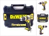 A collage of images showing a DeWALT cordless drill and its case. Podgląd zdjęcia produktu