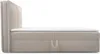 Side view of a cream-colored boxspring bed with a mattress and a padded headboard. Produktbild-Vorschau