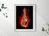 Flammende rote E-Gitarre– Wandbild mit Rahmen – Gerahmtes Produktbild-Vorschau 2