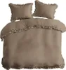 Detexpol Linge de lit en coton 160x200 taupe avec volants Voir les images du produit 6