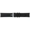 A black watch band with a silver buckle is shown against a white background. Produktbild-Vorschau