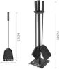 Kaminzubehör Edelstahl Modern 60x15 cm Schwarz Set 4w1 Produktbild-Vorschau 4