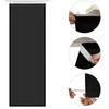 Collage showing a black roller blind and close-up shots of its installation with Velcro. Náhled obrázku produktu