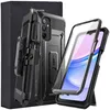A black phone case with a holster and a separate screen protector are displayed next to a black box. Náhľad obrázku produktu