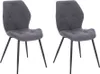 Two dark gray upholstered dining chairs with black metal legs are shown against a white background. Voir les images du produit