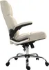 A side view of a beige office chair with a chrome base and black armrests, isolated on a white background. Náhled obrázku produktu