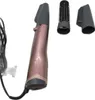 A rose-colored hair dryer with two attachments on a white background. Podgląd zdjęcia produktu