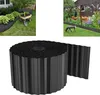 A collage of images showing garden edging being installed and a roll of the edging product. Voir les images du produit