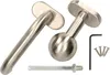 Two door handles and hardware are laid out on a white background. Podgląd zdjęcia produktu