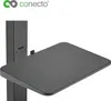 A close-up shot of a black TV stand shelf attached to a vertical pole. Produktbild-Vorschau