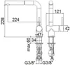 Technical drawing of a kitchen faucet with dimensions. Produktbild-Vorschau