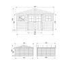Technical drawings and dimensions of a wooden garden shed. Náhľad obrázku produktu