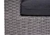 Close-up of the woven rattan material and a dark cushion of an outdoor furniture set. Produktbild-Vorschau