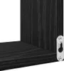 A close-up view of a black wooden shelf with a silver mounting bracket attached to the side. Náhled obrázku produktu