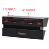 A black USB hub with multiple ports, designed for a PS4 game console, is shown against a white background. Text labels and red outlines highlight the USB 3.0 and USB 2.0 ports. Náhled obrázku produktu