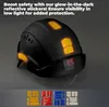 A black safety helmet with reflective stickers and a visor, shown with a selection of sticker color options at the bottom. Náhľad obrázku produktu