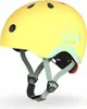A yellow helmet with light blue accents and straps, shown against a white background. Voir les images du produit