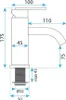 A technical drawing of a faucet with dimensions. Náhled obrázku produktu