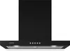 A black kitchen range hood is shown against a white background. Náhľad obrázku produktu