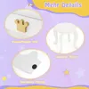 A collage of close-up images highlighting features of a children's vanity set, with decorative elements and text overlays. Produktbild-Vorschau