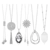 6 Stück Lange Kette Damen, Modeschmuck Anhänger Halsketten Produktbild-Vorschau 1