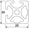 Länge 1470mm - Design-Aluminiumprofil 20x20L 2 Nuten Produktbild-Vorschau 2