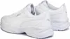 A pair of white Puma sneakers shown from a side-rear angle. Voir les images du produit