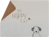 A dog blanket with the text 'my happy place' and a drawing of a dog. Produktbild-Vorschau