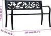 vidaXL Záhradná lavica 125 cm čierna oceľ Náhľad obrázku produktu 6