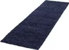 A navy blue runner rug is shown on a white background.