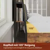 Close-up of a bed headboard with a bookshelf and a pillow, showing an angle measurement. Produktbild-Vorschau