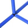A close-up view of a blue plastic pipe joint with black connectors. Produktbild-Vorschau