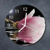 Glasuhr Wanduhr Küchenuhr Echt-Glas 30fi cm Magnolie Blüte Produktbild-Vorschau 2
