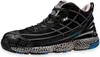 A black and gray safety shoe with a unique textured sole. Produktbild-Vorschau