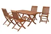 A wooden dining set with a table and four chairs, displayed on a white background. Produktbild-Vorschau