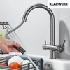 KLARWERK® Jana | ausziehbare 3-Wege Armatur Edelstahl Grau Produktbild-Vorschau 3