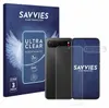 A product shot showing the packaging for screen protectors and the screen protectors themselves alongside a smartphone. Produktbild-Vorschau