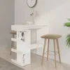 A white bar table with a built-in shelf unit, shown with two bar stools. Anteprima dell’immagine prodotto