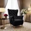 Schwarz Ohrensessel aus Velours Falco 86 cm Sessel mit Produktbild-Vorschau 1
