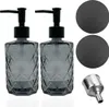 2er Set Glas Seifenspender Schwarz 330ml Pumpspender inkl. Produktbild-Vorschau 1