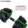 PH Fitness Verstellbare Hantel Set 24KG Dunkel Grün - 2 Produktbild-Vorschau 5