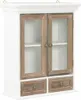 A white wall cabinet with two glass-doored compartments and two drawers. Anteprima dell’immagine prodotto
