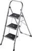 A silver step stool with black anti-slip treads on three steps, shown against a white background. Podgląd zdjęcia produktu