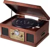 A vintage-style music center with a turntable, CD player, and cassette deck. Náhled obrázku produktu
