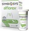 A product shot of Alflorex Symbiosys packaging and a bottle of capsules. Produktbild-Vorschau