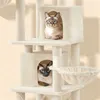 Two cats are sitting in a multi-level cat tree. Podgląd zdjęcia produktu