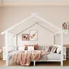 Metallbett 140x200 cm in Hausform Kinderbett Weiß – Produktbild-Vorschau 2