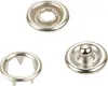 Three silver snap fasteners are arranged on a white background. Produktbild-Vorschau