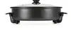A black electric party pan with a glass lid and a black handle, shown from the front on a white background. Anteprima dell’immagine prodotto